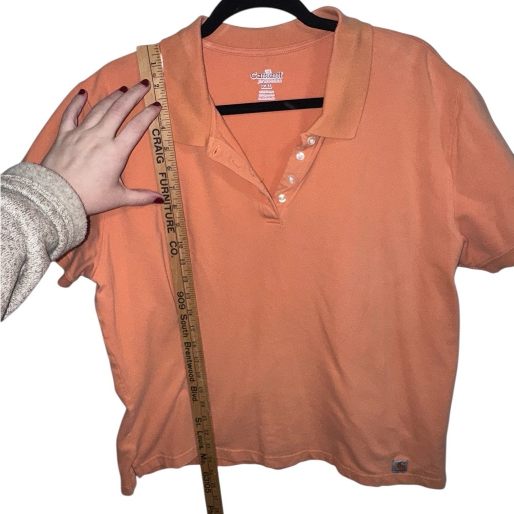 Carhartt Women’s XXL Short Sleeve Polo Shirt Peach Cotton Stretch - Picture 3 of 10